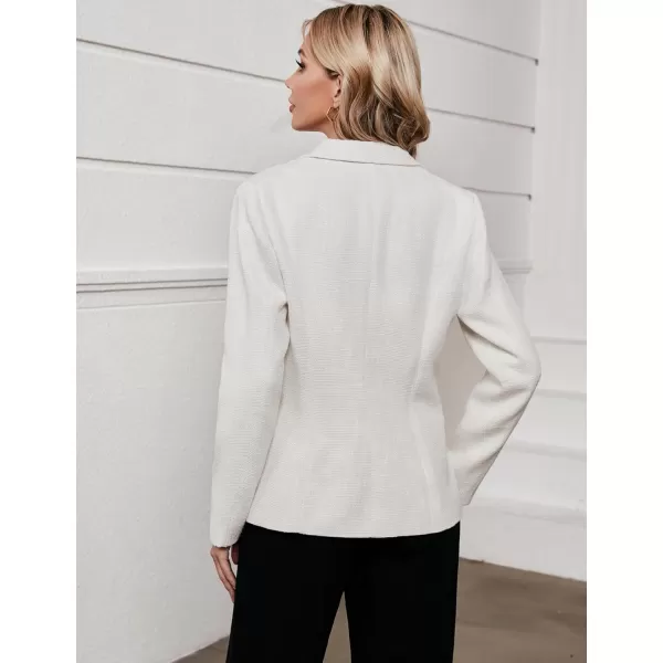 luvamia Tweed Blazers for Women Business Casual Dressy Blazer Jacket Work Suits Office Professional Outfits Long SleeveBright White