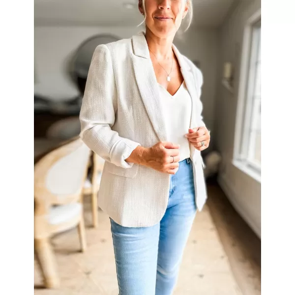 luvamia Tweed Blazers for Women Business Casual Dressy Blazer Jacket Work Suits Office Professional Outfits Long SleeveBright White