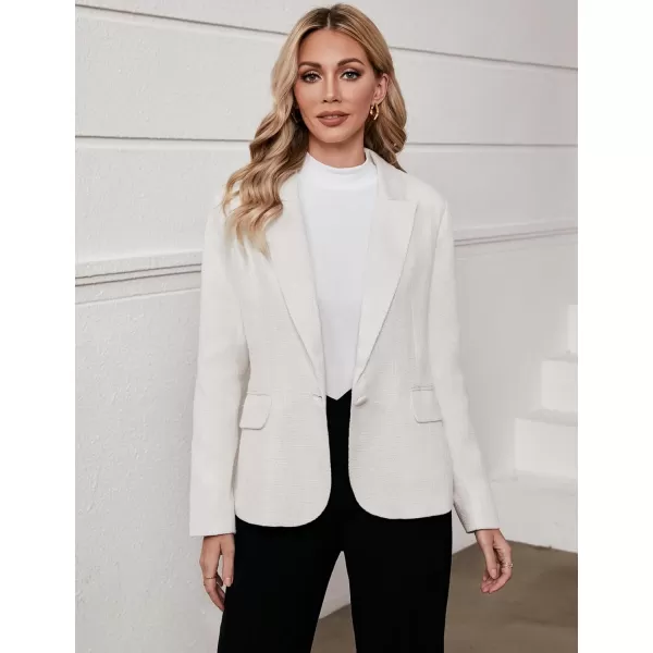 luvamia Tweed Blazers for Women Business Casual Dressy Blazer Jacket Work Suits Office Professional Outfits Long SleeveBright White