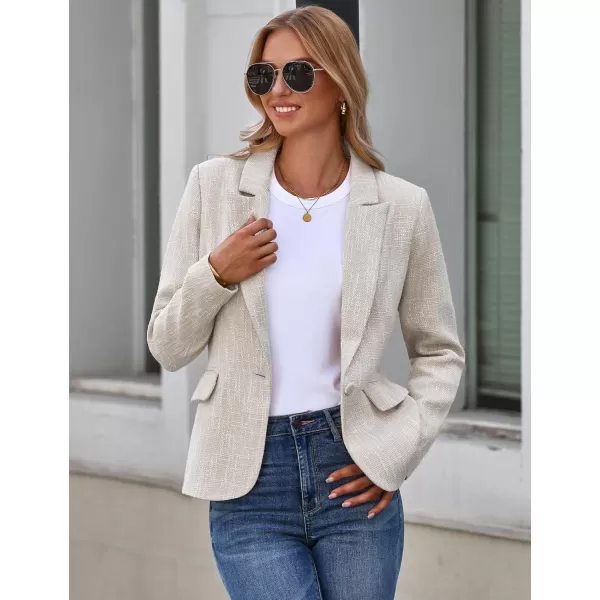 luvamia Tweed Blazers for Women Business Casual Dressy Blazer Jacket Work Suits Office Professional Outfits Long SleeveTurtledove