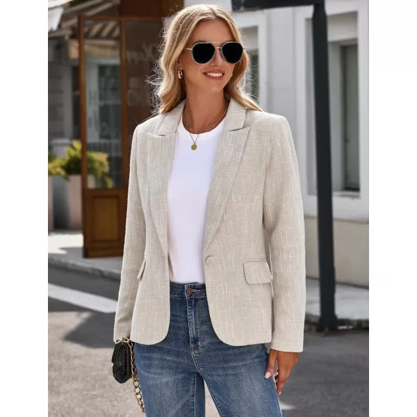 luvamia Tweed Blazers for Women Business Casual Dressy Blazer Jacket Work Suits Office Professional Outfits Long SleeveTurtledove