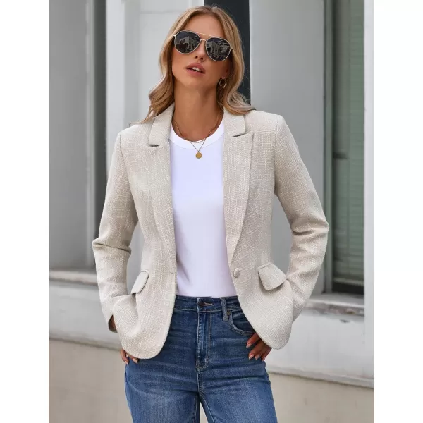 luvamia Tweed Blazers for Women Business Casual Dressy Blazer Jacket Work Suits Office Professional Outfits Long SleeveTurtledove