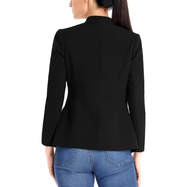 luvamia Womens Open Front Long Sleeves Work Blazer Casual Buttons Jacket SuitA Black