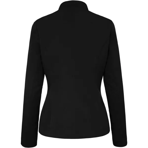 luvamia Womens Open Front Long Sleeves Work Blazer Casual Buttons Jacket SuitA Black