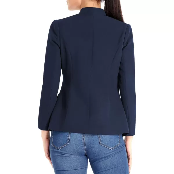 luvamia Womens Open Front Long Sleeves Work Blazer Casual Buttons Jacket SuitA Navy Blue