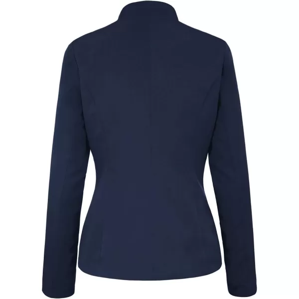 luvamia Womens Open Front Long Sleeves Work Blazer Casual Buttons Jacket SuitA Navy Blue