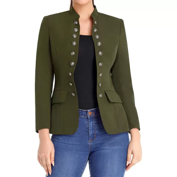 luvamia Womens Open Front Long Sleeves Work Blazer Casual Buttons Jacket SuitArmy Green