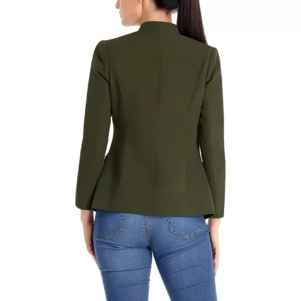 luvamia Womens Open Front Long Sleeves Work Blazer Casual Buttons Jacket SuitArmy Green