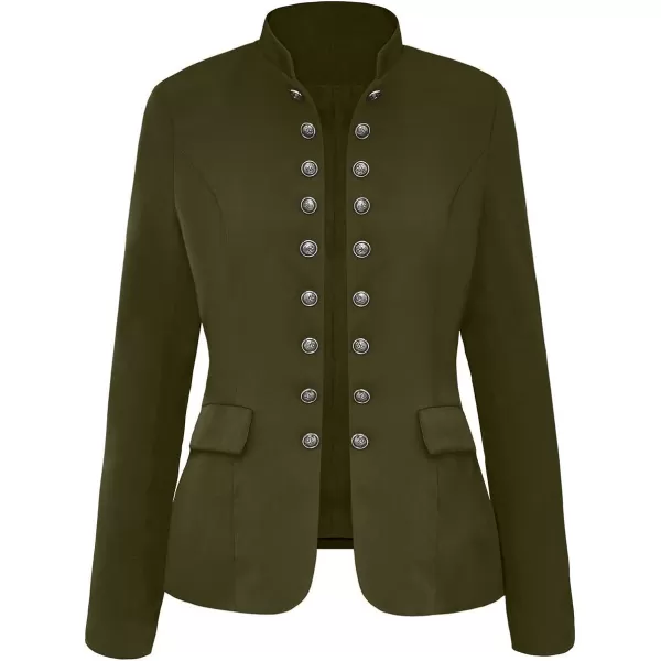 luvamia Womens Open Front Long Sleeves Work Blazer Casual Buttons Jacket SuitArmy Green