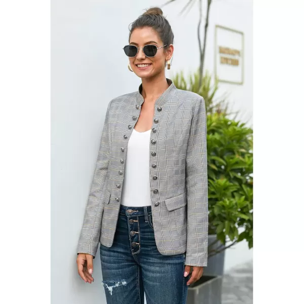 luvamia Womens Open Front Long Sleeves Work Blazer Casual Buttons Jacket SuitB Mutlicolured