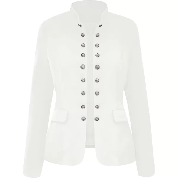 luvamia Womens Open Front Long Sleeves Work Blazer Casual Buttons Jacket SuitBrilliant White