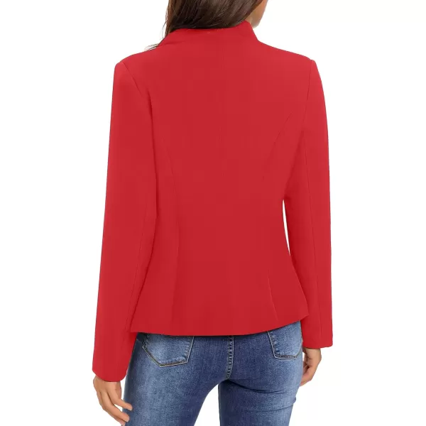 luvamia Womens Open Front Long Sleeves Work Blazer Casual Buttons Jacket SuitFiery Red