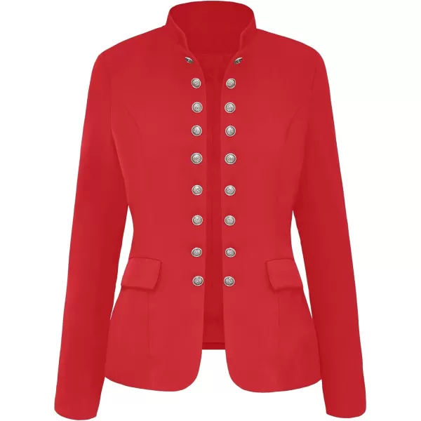 luvamia Womens Open Front Long Sleeves Work Blazer Casual Buttons Jacket SuitFiery Red