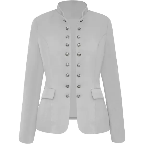 luvamia Womens Open Front Long Sleeves Work Blazer Casual Buttons Jacket SuitGrey