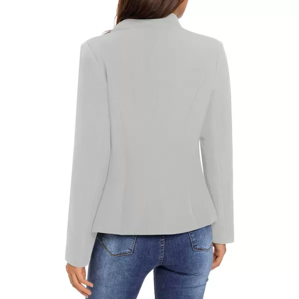 luvamia Womens Open Front Long Sleeves Work Blazer Casual Buttons Jacket SuitGrey