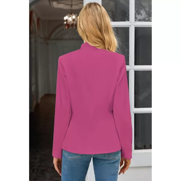 luvamia Womens Open Front Long Sleeves Work Blazer Casual Buttons Jacket SuitHot Pink