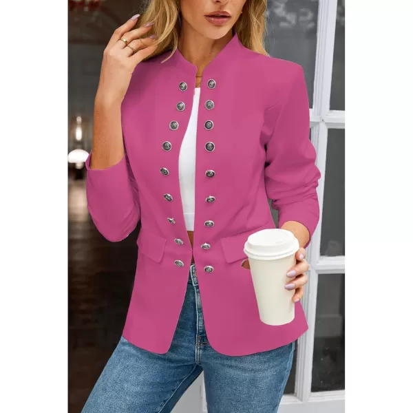 luvamia Womens Open Front Long Sleeves Work Blazer Casual Buttons Jacket SuitHot Pink
