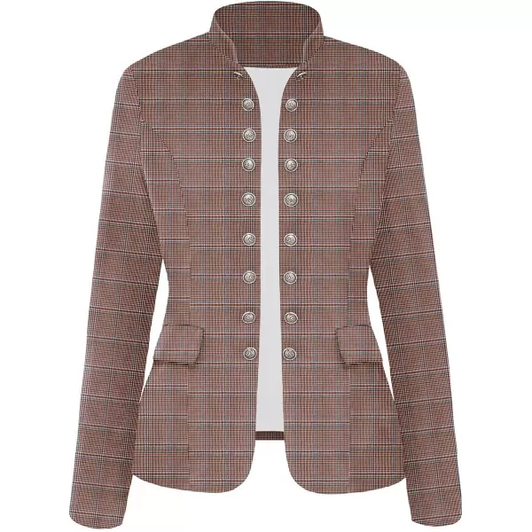 luvamia Womens Open Front Long Sleeves Work Blazer Casual Buttons Jacket SuitPlaid Pink