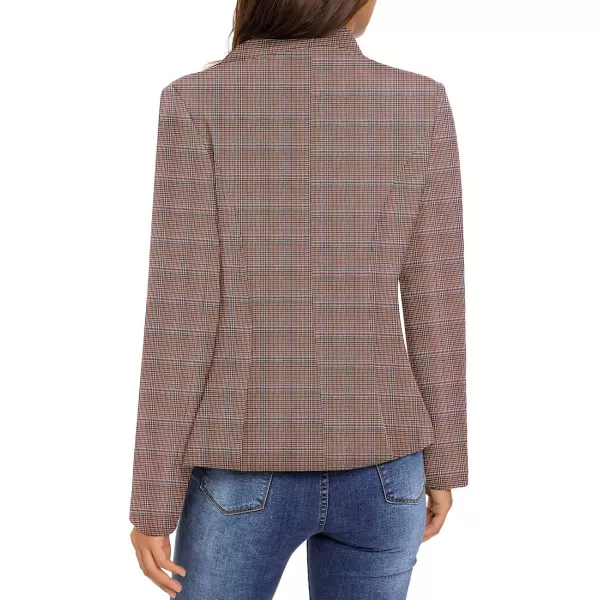 luvamia Womens Open Front Long Sleeves Work Blazer Casual Buttons Jacket SuitPlaid Pink