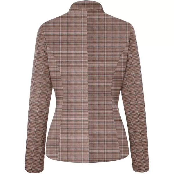 luvamia Womens Open Front Long Sleeves Work Blazer Casual Buttons Jacket SuitPlaid Pink