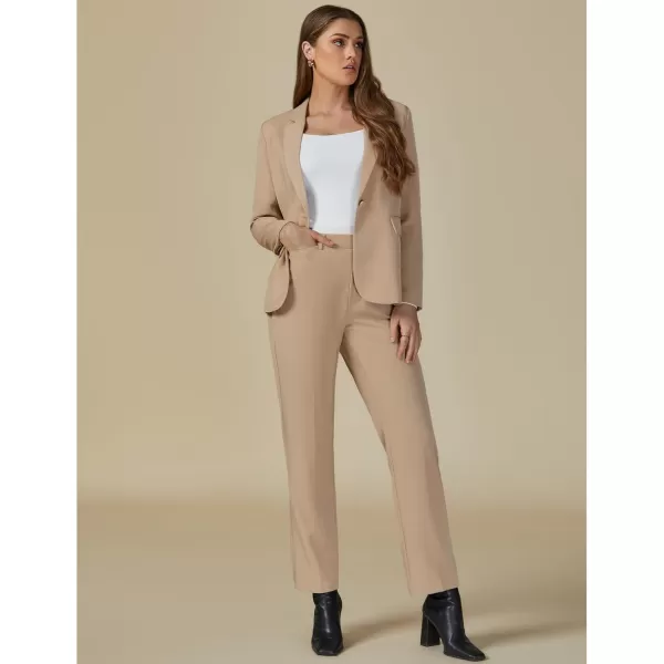 luvamia Womens Two Piece Sets Pants Suits Dressy Business Casual Outfits Professional Blazer Pantsuits Set Work OfficeBeige