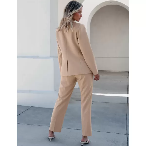 luvamia Womens Two Piece Sets Pants Suits Dressy Business Casual Outfits Professional Blazer Pantsuits Set Work OfficeBeige