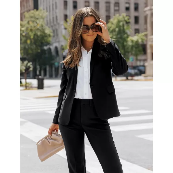 luvamia Womens Two Piece Sets Pants Suits Dressy Business Casual Outfits Professional Blazer Pantsuits Set Work OfficeBlack