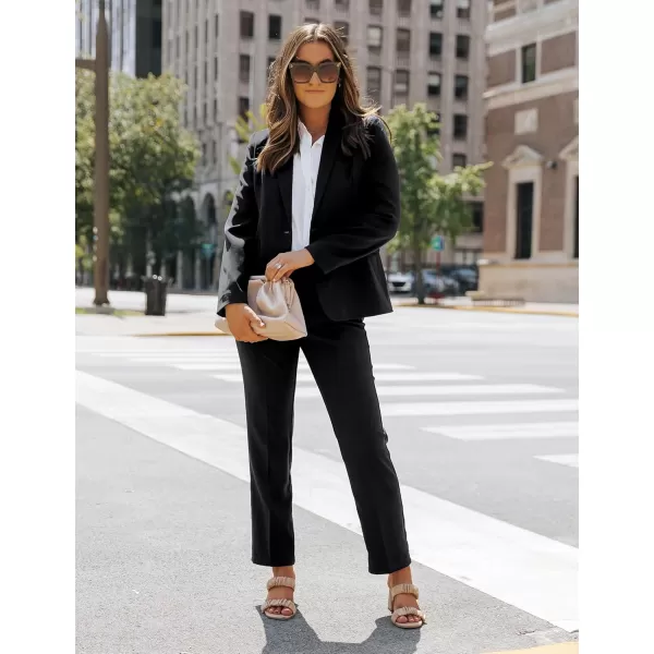 luvamia Womens Two Piece Sets Pants Suits Dressy Business Casual Outfits Professional Blazer Pantsuits Set Work OfficeBlack