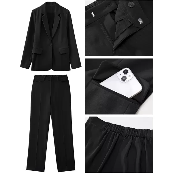 luvamia Womens Two Piece Sets Pants Suits Dressy Business Casual Outfits Professional Blazer Pantsuits Set Work OfficeBlack