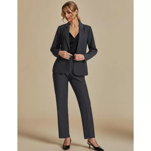 luvamia Womens Two Piece Sets Pants Suits Dressy Business Casual Outfits Professional Blazer Pantsuits Set Work OfficeCharcoal