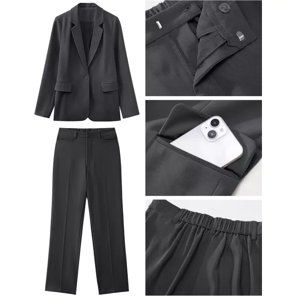 luvamia Womens Two Piece Sets Pants Suits Dressy Business Casual Outfits Professional Blazer Pantsuits Set Work OfficeCharcoal