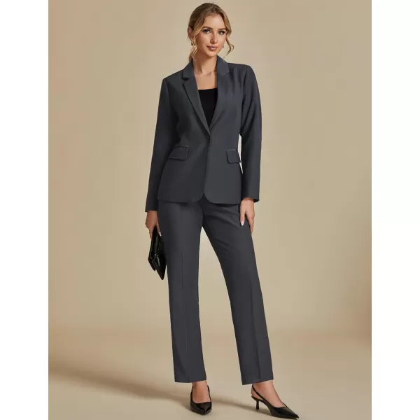 luvamia Womens Two Piece Sets Pants Suits Dressy Business Casual Outfits Professional Blazer Pantsuits Set Work OfficeCharcoal