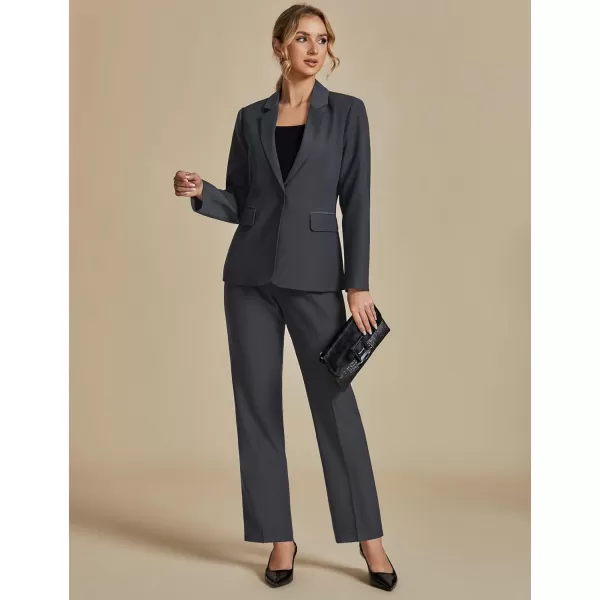 luvamia Womens Two Piece Sets Pants Suits Dressy Business Casual Outfits Professional Blazer Pantsuits Set Work OfficeCharcoal