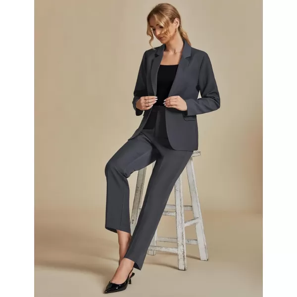 luvamia Womens Two Piece Sets Pants Suits Dressy Business Casual Outfits Professional Blazer Pantsuits Set Work OfficeCharcoal