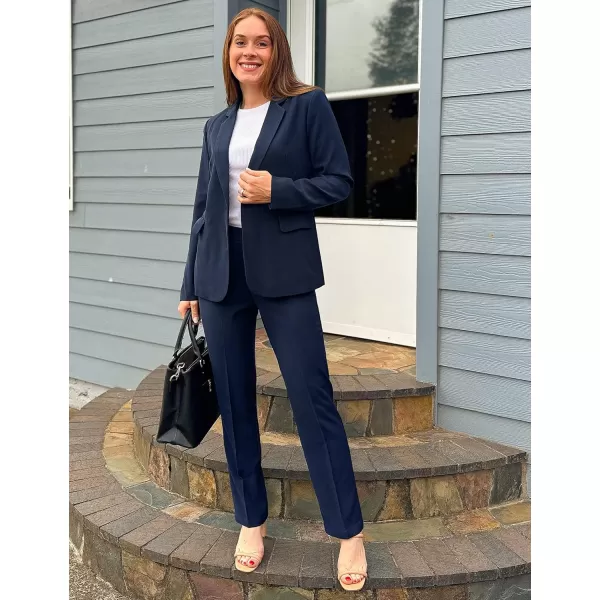 luvamia Womens Two Piece Sets Pants Suits Dressy Business Casual Outfits Professional Blazer Pantsuits Set Work OfficeNavy Blue