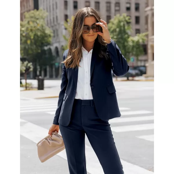 luvamia Womens Two Piece Sets Pants Suits Dressy Business Casual Outfits Professional Blazer Pantsuits Set Work OfficeNavy Blue