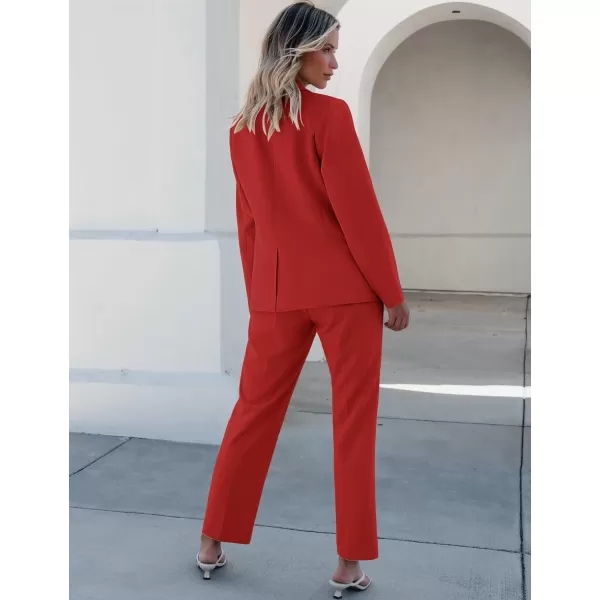 luvamia Womens Two Piece Sets Pants Suits Dressy Business Casual Outfits Professional Blazer Pantsuits Set Work OfficeRed