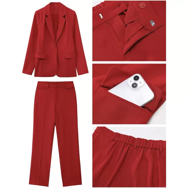 luvamia Womens Two Piece Sets Pants Suits Dressy Business Casual Outfits Professional Blazer Pantsuits Set Work OfficeRed