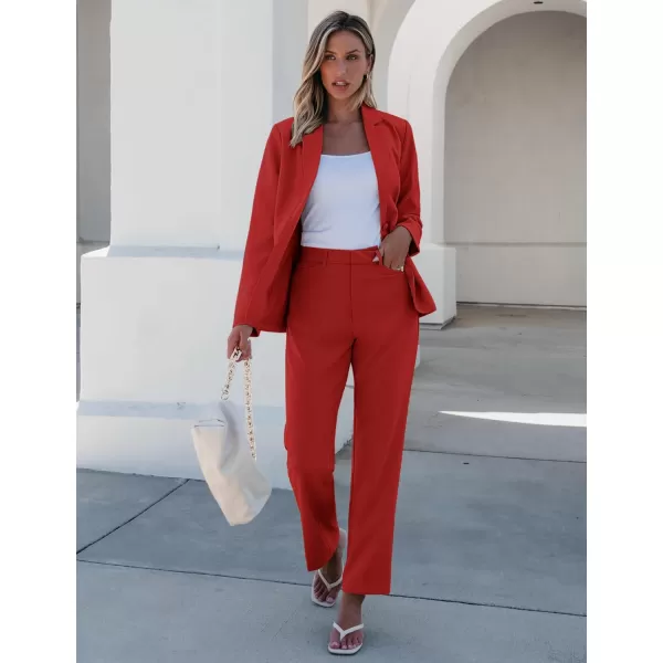 luvamia Womens Two Piece Sets Pants Suits Dressy Business Casual Outfits Professional Blazer Pantsuits Set Work OfficeRed