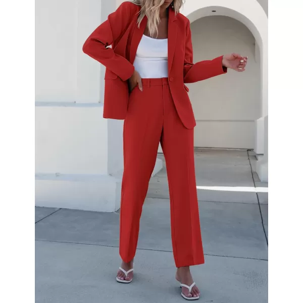 luvamia Womens Two Piece Sets Pants Suits Dressy Business Casual Outfits Professional Blazer Pantsuits Set Work OfficeRed