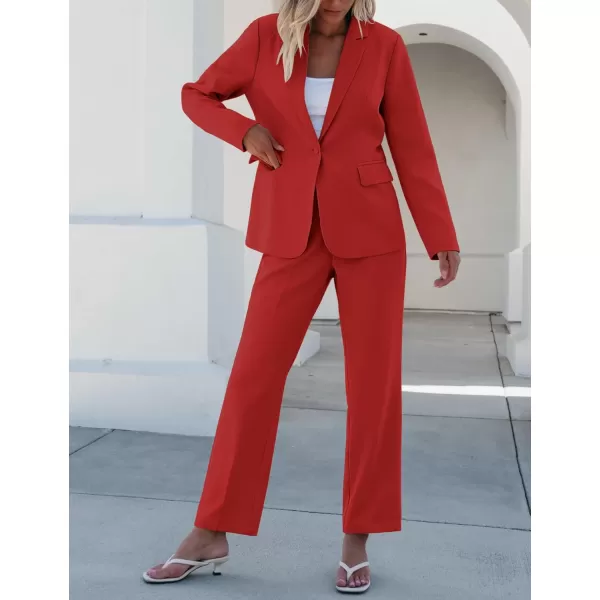 luvamia Womens Two Piece Sets Pants Suits Dressy Business Casual Outfits Professional Blazer Pantsuits Set Work OfficeRed