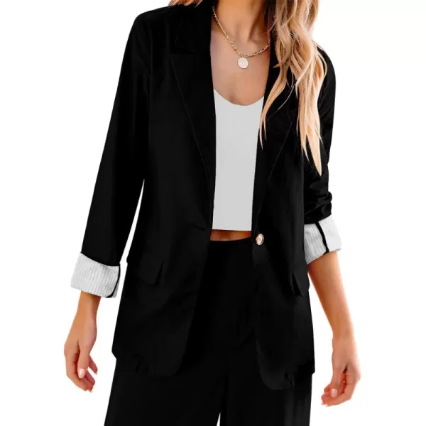 luvamia Blazers for Women Business Casual Dressy Work Fashion Lightweight Spring Summer Linen Unlined 2024 Suit JacketsBlack