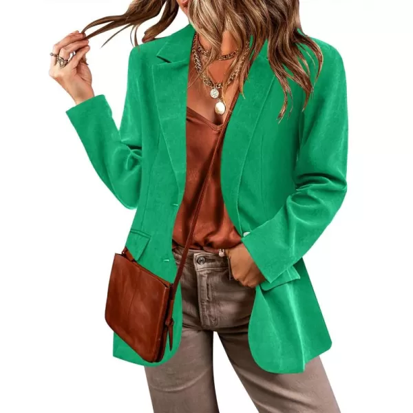 luvamia Blazers for Women Business Casual Twill Long Blazers Suit Jackets Dressy Office Work Professional Coat Loose FitJolly Green