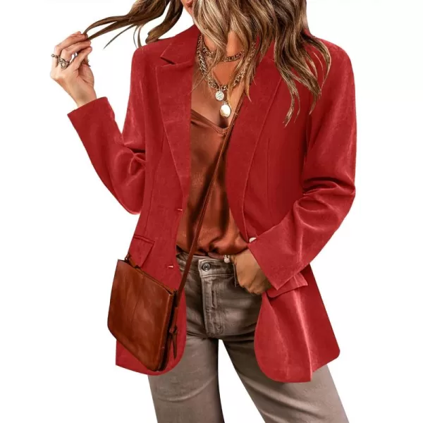 luvamia Blazers for Women Business Casual Twill Long Blazers Suit Jackets Dressy Office Work Professional Coat Loose FitTomato