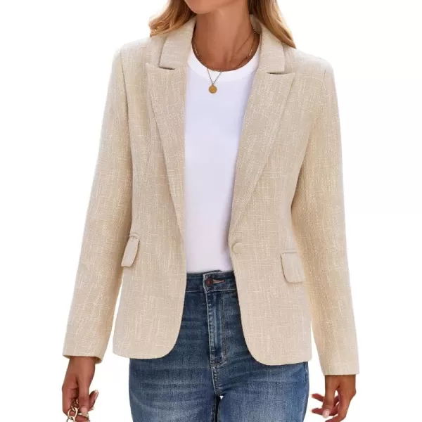 luvamia Tweed Blazers for Women Business Casual Dressy Blazer Jacket Work Suits Office Professional Outfits Long SleeveBeige