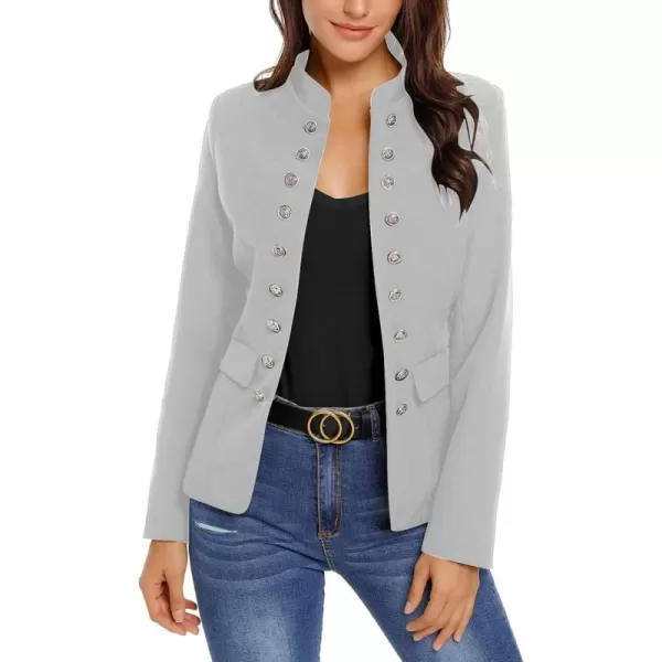 luvamia Womens Open Front Long Sleeves Work Blazer Casual Buttons Jacket SuitGrey