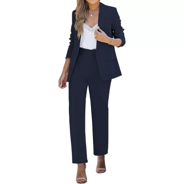 luvamia Womens Two Piece Sets Pants Suits Dressy Business Casual Outfits Professional Blazer Pantsuits Set Work OfficeNavy Blue