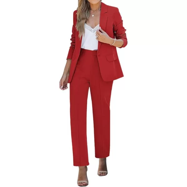 luvamia Womens Two Piece Sets Pants Suits Dressy Business Casual Outfits Professional Blazer Pantsuits Set Work OfficeRed