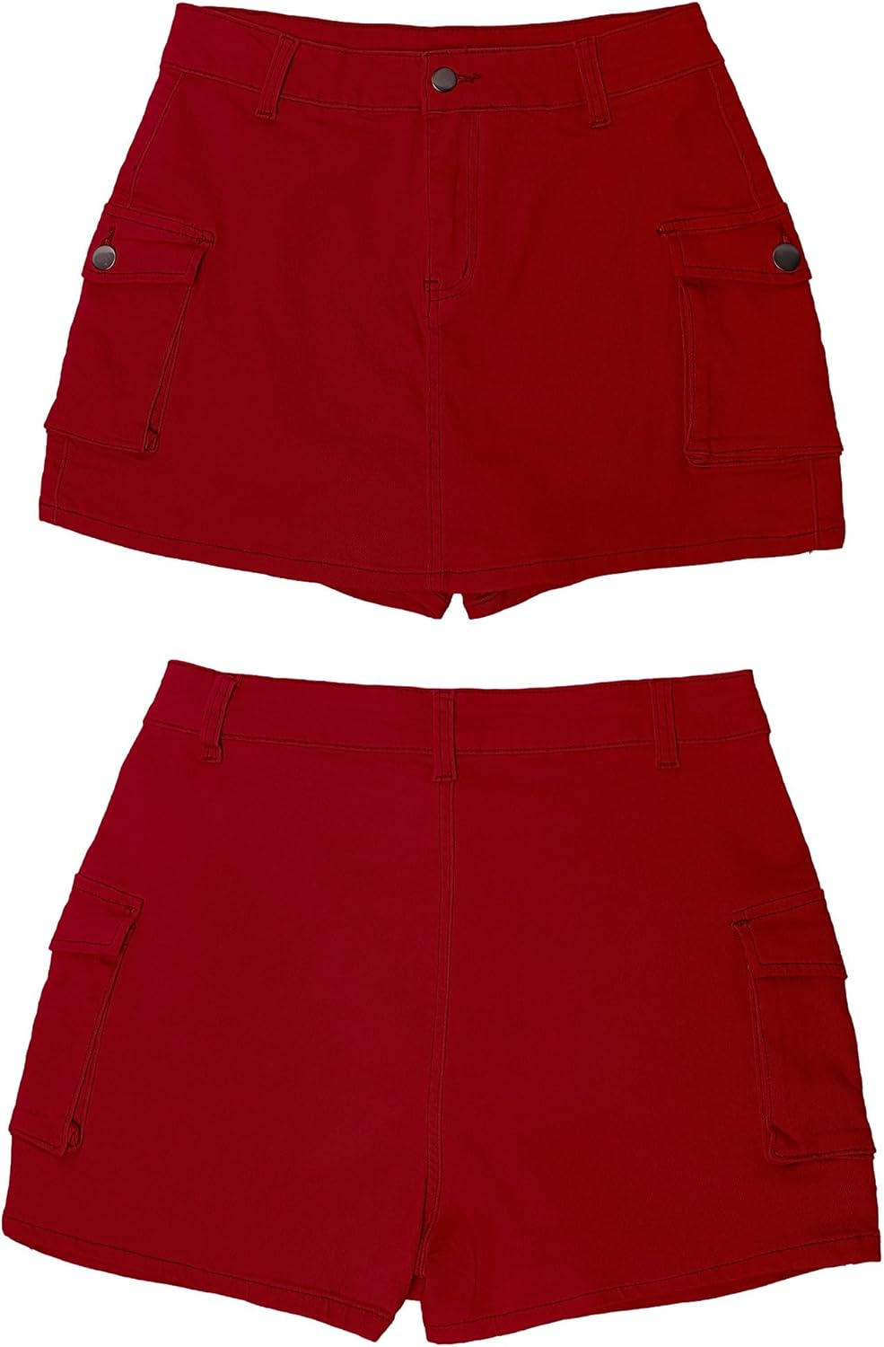 luvamia 2024 Cargo Shorts for Women Casual Summer Skorts Skirts High Waisted Mini Short Skort with Pockets Y2KTrue Red