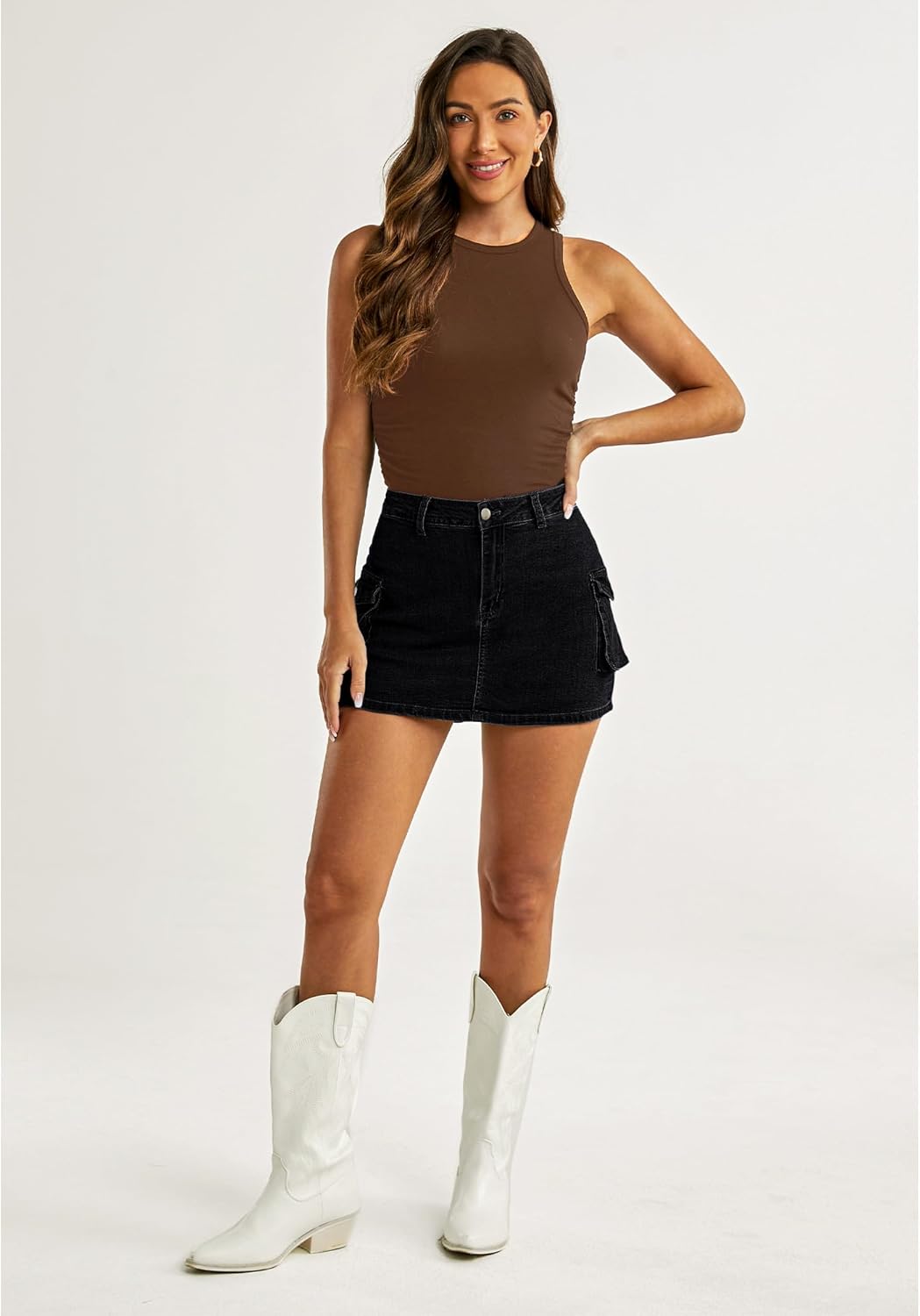 luvamia 2024 Cargo Shorts for Women Casual Summer Skorts Skirts High Waisted Mini Short Skort with Pockets Y2KWashed Black